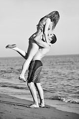 Image showing happy young couple have romantic time on beach