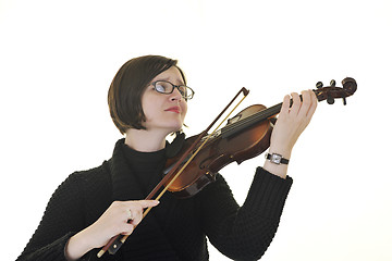 Image showing beautiful young lady play violin