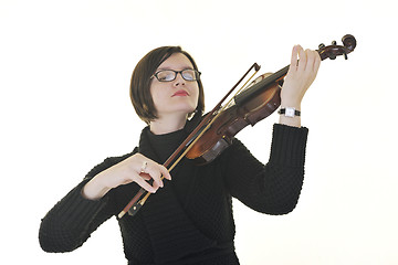 Image showing beautiful young lady play violin