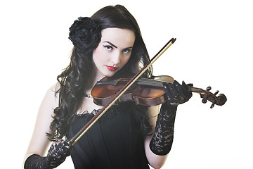 Image showing beautiful young lady play violin