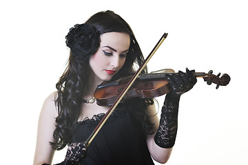 Image showing beautiful young lady play violin