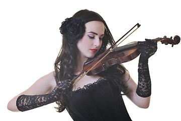 Image showing beautiful young lady play violin