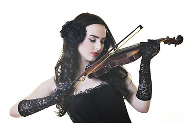 Image showing beautiful young lady play violin