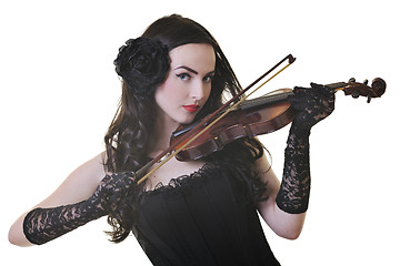 Image showing beautiful young lady play violin 
