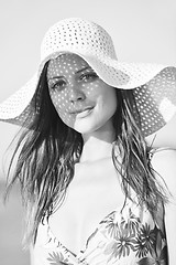 Image showing young woman relax  on beach