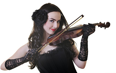 Image showing beautiful young lady play violin 