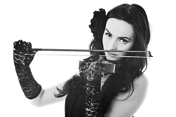 Image showing beautiful young lady play violin