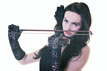 Image showing beautiful young lady play violin