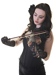 Image showing beautiful young lady play violin