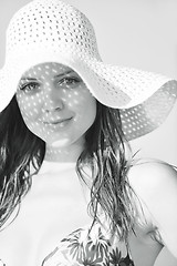 Image showing young woman relax  on beach