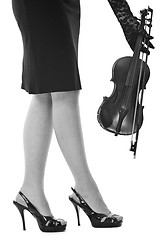 Image showing beautiful young lady play violin