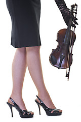 Image showing beautiful young lady play violin