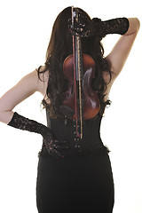 Image showing beautiful young lady play violin