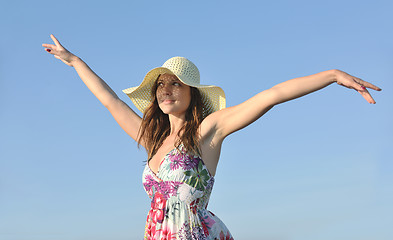 Image showing young woman relax  on beach