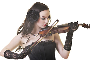 Image showing beautiful young lady play violin