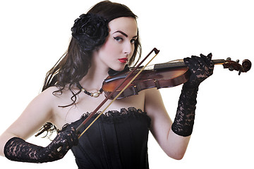 Image showing beautiful young lady play violin