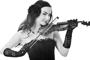 Image showing beautiful young lady play violin