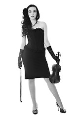 Image showing beautiful young lady play violin