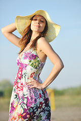 Image showing young woman relax  on beach