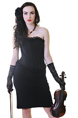 Image showing beautiful young lady play violin