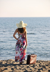 Image showing young woman relax  on beach