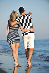 Image showing happy young couple have romantic time on beach