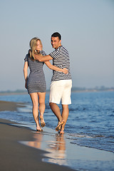 Image showing happy young couple have romantic time on beach