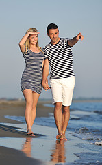 Image showing happy young couple have romantic time on beach