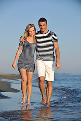 Image showing happy young couple have romantic time on beach