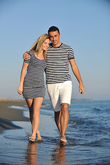 Image showing happy young couple have romantic time on beach