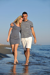 Image showing happy young couple have romantic time on beach