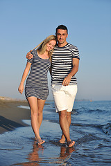 Image showing happy young couple have romantic time on beach