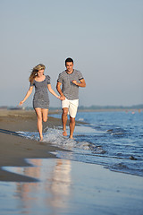 Image showing happy young couple have romantic time on beach