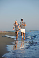 Image showing happy young couple have romantic time on beach