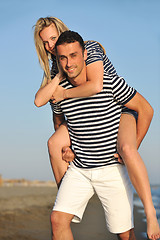 Image showing happy young couple have romantic time on beach