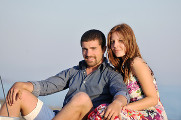 Image showing happy young couple have fun on beach