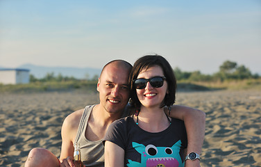 Image showing happy young couple have fun on beach