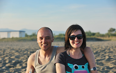 Image showing happy young couple have fun on beach