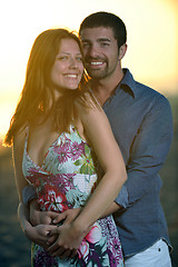 Image showing happy young couple have fun on beach