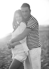 Image showing happy young couple have romantic time on beach