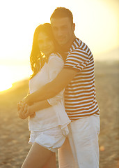 Image showing happy young couple have romantic time on beach