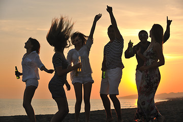 Image showing Group of young people enjoy summer  party at the beach