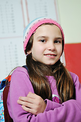 Image showing happy school girl on math classeshappy school girl on math class