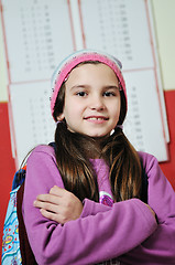 Image showing happy school girl on math classeshappy school girl on math class