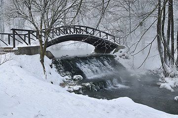 Image showing small wooden bridge at winter