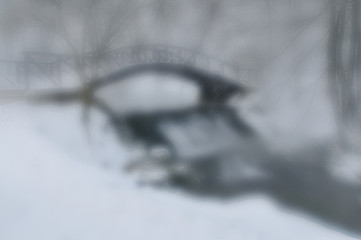 Image showing small wooden bridge at winter