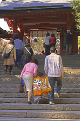 Image showing 7,5,3 (Shichi-go-san)-goind up to the temple