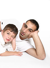 Image showing Father and son relaxing