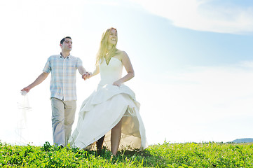 Image showing happy bride and groon outdoor