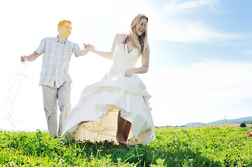 Image showing happy bride and groon outdoor